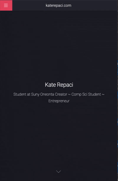 Animated GIF showing Kate Repaci’s personal portfolio website scrolling, highlighting projects, skills, and site layout."